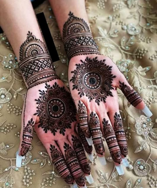 Navratri Mehndi with Mandala on the centre