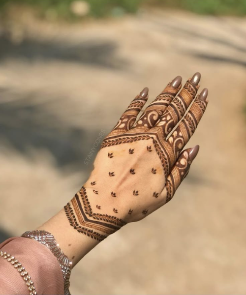 Minimalist Back Hand Mehndi with Chic Details