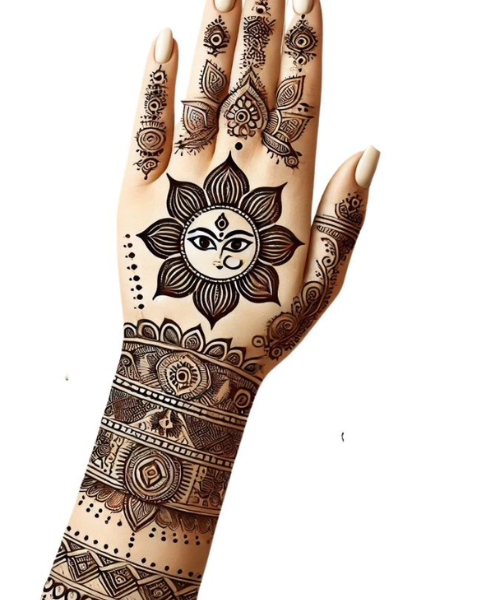 Surya Mehndi Design with Festive Vibe