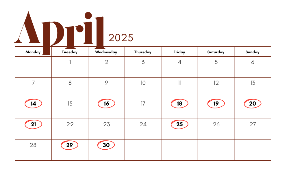 Wedding Dates in April 2025