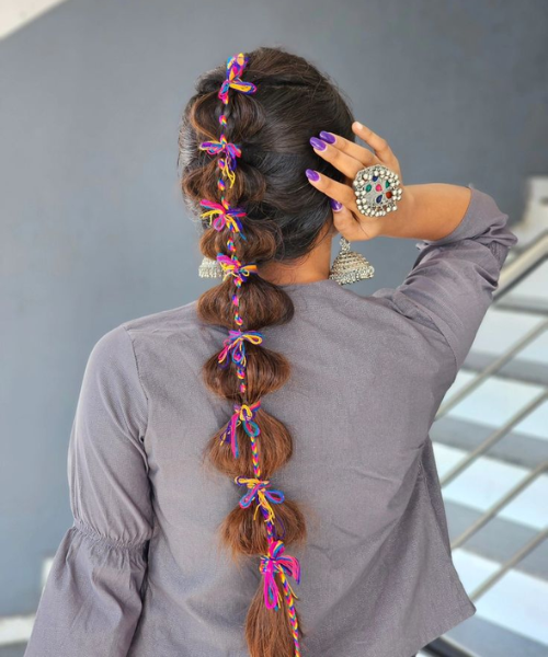 Bubble Braid with Multicolor Threads