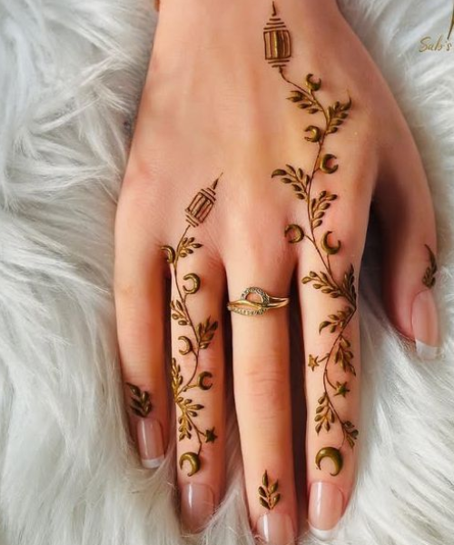 Crescent Charm with Leafy Trails