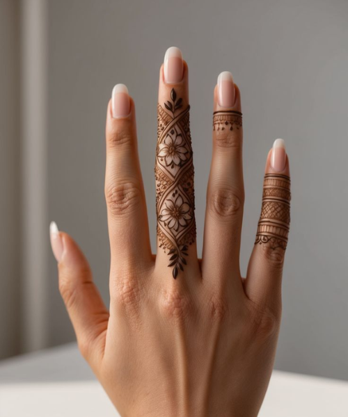 Elegant Floral Diamond Finger Art