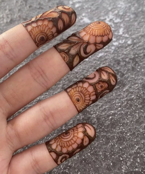 Mandala Floral Fingertip Fusion - Finger Mehndi Designs