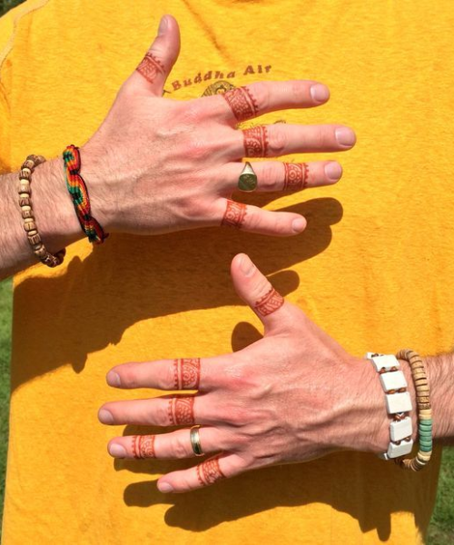 Minimal Finger Band Mehndi with Geometric Motifs