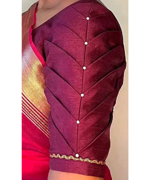 Chevron-Cut Sleeve with Pearl Line