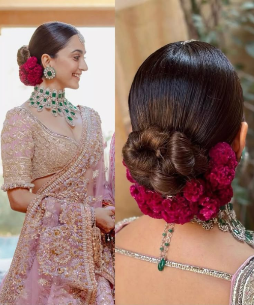 Elegant Bridal Bun with Gajra Charm - Summer hairstyles for Brides