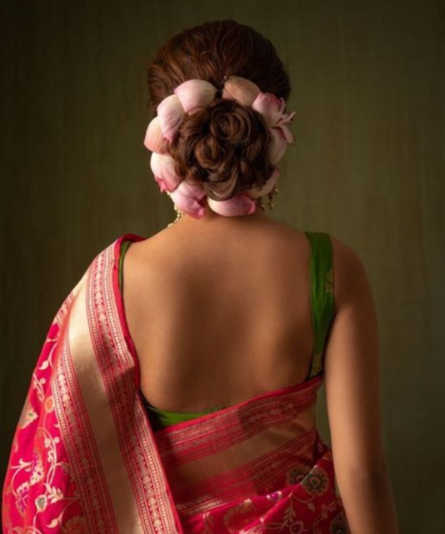 Elegant Floral Bun with Lotus Petals - Summer Hairstyles for Brides