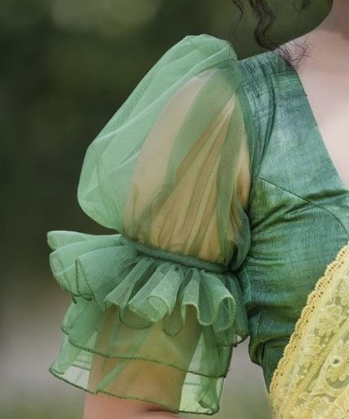 Layered Puff Sleeves in Net Fabric