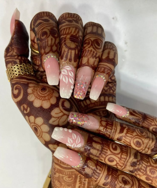 Soft Pink Ombre with Floral Touch