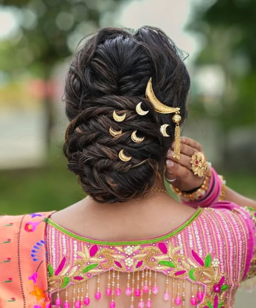 Braided Bun with Crescent Charms