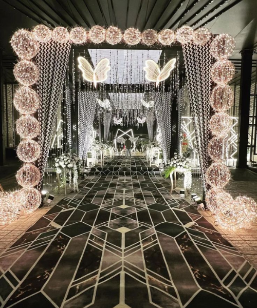 Butterfly Arch with Neon Glam Lights