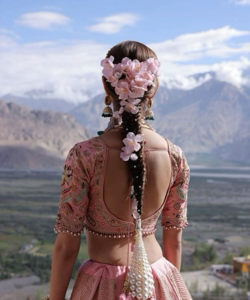 Floral Braided Braid with Pearl Tassel