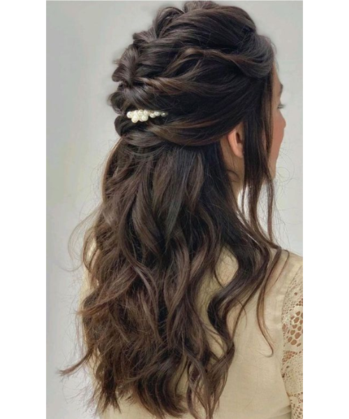 Half-Up Twists with Pearl Accent