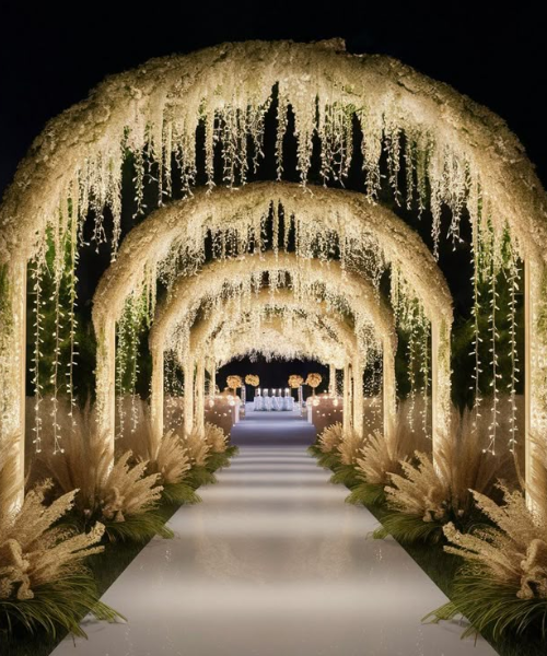 Ivory Floral Arches with Fairy Drops