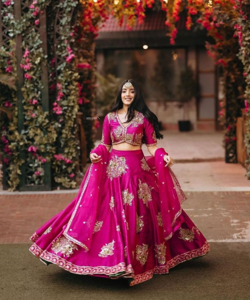 Magenta Mirror Work Lehenga Twirl