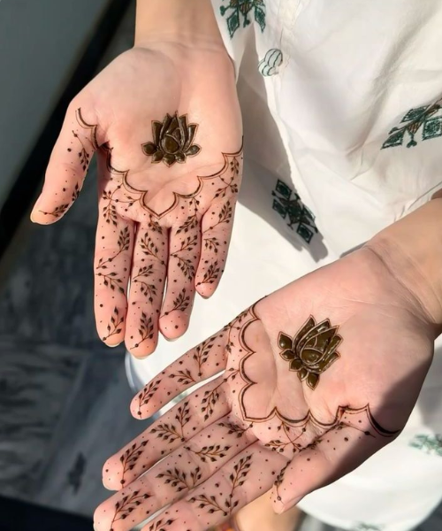 Minimal Lotus Elegance with Leaf Trails