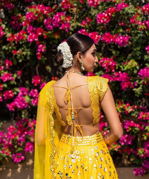 Sunshine Yellow Mirror Tie-Up Blouse