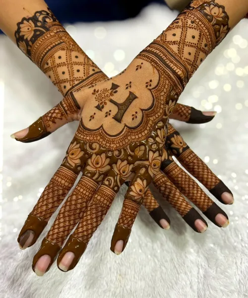 Bold Initial Highlight with Lotus and Mesh Combo