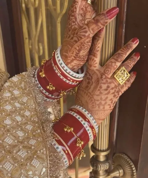 Classic Red & White Bridal Chura Set