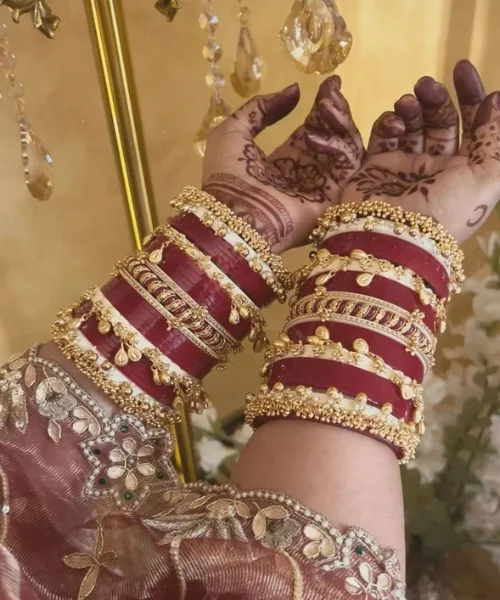 Elegant Maroon & Gold Bridal Chura