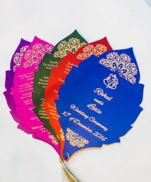 Leaf-Shaped Multicolor Wedding Invite
