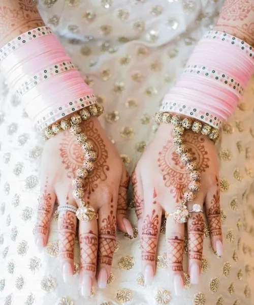 Pastel Pink Chura with Silver Dots