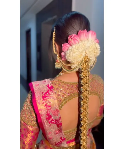 Elegant Braid with Lotus & Jasmine Floral Garland