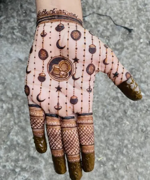 Beautiful Moon and Lantern Mehndi