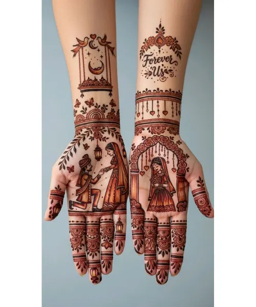 Heartfelt Mehndi Art Depicting Forever Love Moments