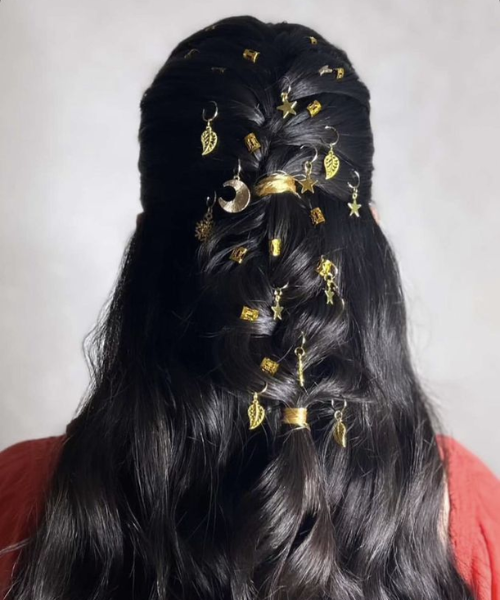 Golden start and moon charms